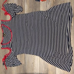 Navy and white striped sundress